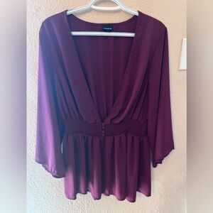 Torrid Burgundy Peplum Top Size 2